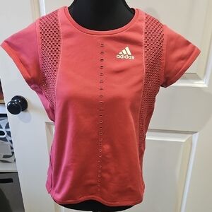 Adidas Women's Short Sleeve Coral Pink Tee